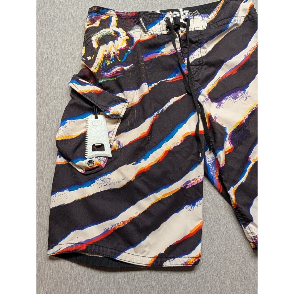 Y2K FOX Board Shorts Cargo Pocket Swim Trunks Mens Size 33 With Bottle Opener - Picture 3 of 9